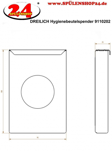 DREILICH Sirius II Hygienebeutelspender 9110202 fr Polybeutel zur Montage an die Wand (2002080039)