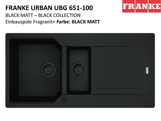 FRANKE Kchensple Urban UBG 651 Fragranit+ Einbausple / Granitsple Black Matt - Black Collection