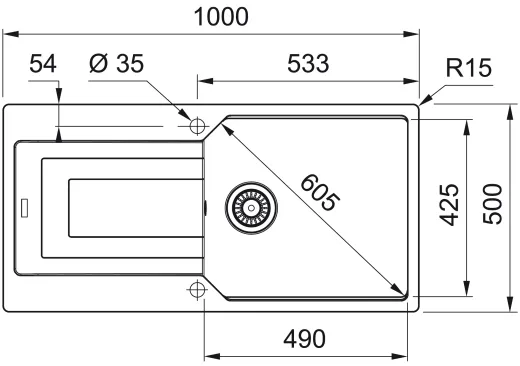 FRANKE Kchensple Urban UBG 611-100 Fragranit+ Einbausple / Granitsple Black Matt - Black Collection