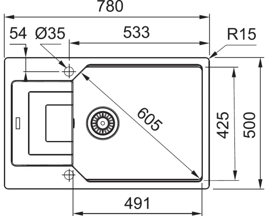FRANKE Kchensple Urban UBG 611-78 XL Fragranit+ Einbausple / Granitsple Black Matt - Black Collection