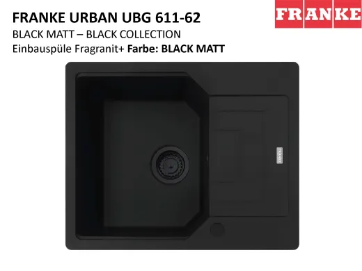 FRANKE Kchensple Urban UBG 611-62 Fragranit+ Einbausple / Granitsple Black Matt - Black Collection