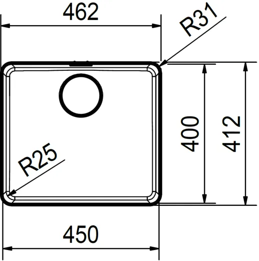 FRANKE Kchensple Mythos MYX 210-45 Einbausple Slimtop / Flchenbndig mit Siebkorb als Stopfenventil