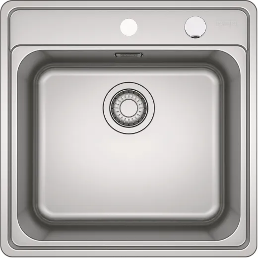 FRANKE Kchensple Bell BCX 210-51 Edelstahlsple Slimtop / Flchenbndig mit Hahnlochbank und Siebkorb als Drehknopfventil