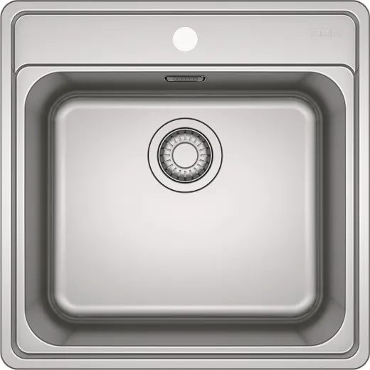 FRANKE Kchensple Bell BCX 210-51 Edelstahlsple Slimtop / Flchenbndig mit Hahnlochbank und Siebkorb als Stopfenventil