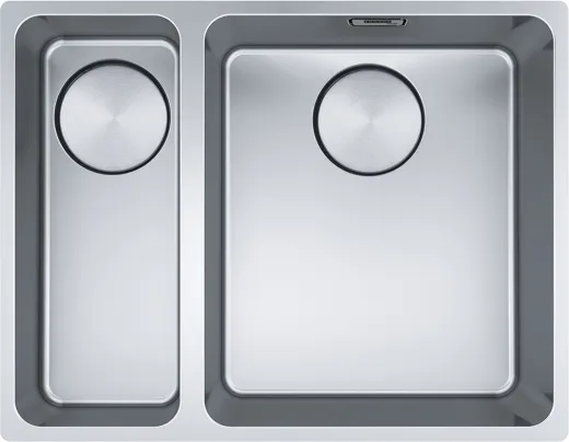 FRANKE Kchensple Mythos MYX 160-34-16 Unterbausple (Montage unter die Arbeitsplatte) mit Integralablauf und Siebkorb als Stopfenventil