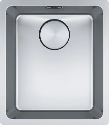 FRANKE Kchensple Mythos MYX 110-34 Unterbausple (Montage unter die Arbeitsplatte) mit Integralablauf und Siebkorb als Druckknopfventil