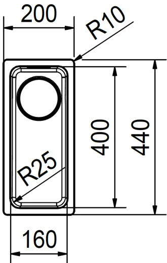 FRANKE Kchensple Mythos MYX 110-16 Unterbausple (Montage unter die Arbeitsplatte) mit Integralablauf und Siebkorb als Stopfenventil