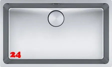 FRANKE Kchensple Mythos MYX 110-70 Unterbausple (Montage unter die Arbeitsplatte) mit Integralablauf und Siebkorb als Druckknopfventil