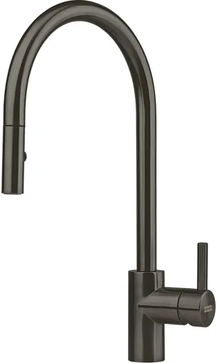 FRANKE Kchenarmatur Eos Neo Einhebelmischer Edelstahl Anthracite (PVD) mit Auszugsbrause Pull-Down-Spray 180 schwenkbarer Auslauf