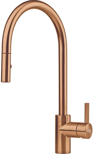 FRANKE Kchenarmatur Eos Neo Einhebelmischer Edelstahl Copper (PVD) mit Auszugsbrause Pull-Down-Spray 180 schwenkbarer Auslauf