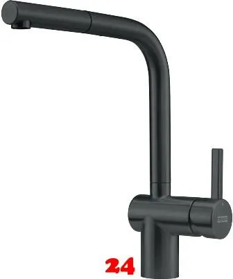 FRANKE Kchenarmatur Atlas Neo Einhebelmischer Edelstahl Industrial Black (PVD) mit Zugauslauf 180 schwenkbar mit Laminar Perlator