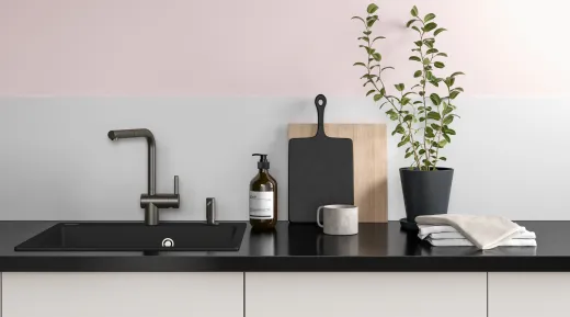 FRANKE Kchenarmatur Atlas Neo Einhebelmischer Anthracite (PVD) mit Festauslauf 180 schwenkbar mit Laminar Perlator