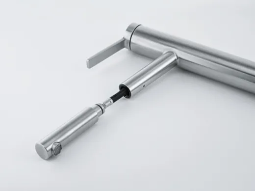 FRANKE Kchenarmatur Tango Neo Einhebelmischer Edelstahl massiv mit Zugauslauf 120 schwenkbarer Auslauf