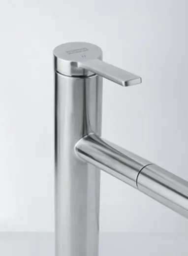 FRANKE Kchenarmatur Tango Neo Einhebelmischer Edelstahl massiv mit Zugauslauf 120 schwenkbarer Auslauf