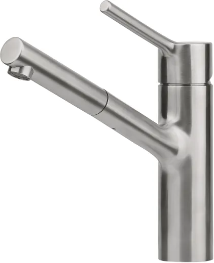 FRANKE Kchenarmatur Taros Neo Einhebelmischer Edelstahl massiv mit Zugauslauf als Schlauchbrause 120 schwenkbarer Auslauf