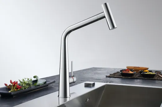 FRANKE Kchenarmatur Icon Einhebelmischer Chrom mit Zugauslauf als Schlauchbrause 360 schwenkbarer Auslauf