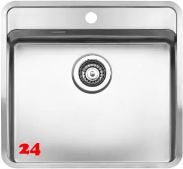 REGINOX Kchensple Ohio 50x40 (L) Hahnlochbank Einbausple mit Flachrand flchenbndig Siebkorb als Stopfenventil