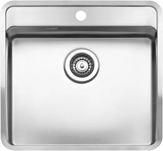 REGINOX Kchensple Ohio 50x40 (L) Hahnlochbank Einbausple mit Flachrand flchenbndig Siebkorb als Stopfenventil