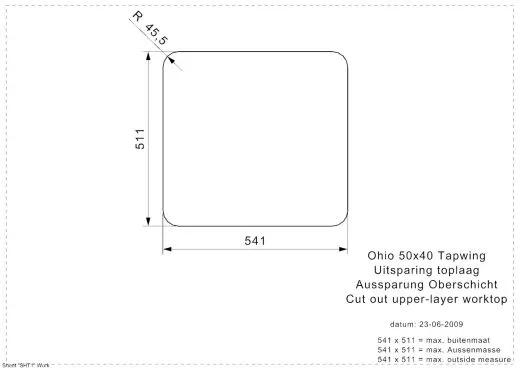REGINOX Kchensple Ohio 50x40 (L) Hahnlochbank Einbausple mit Flachrand flchenbndig Siebkorb als Stopfenventil
