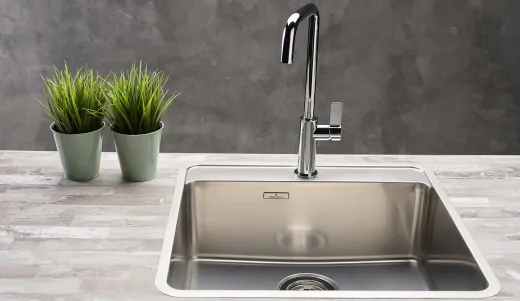 REGINOX K�chensp�le Ohio 50x40 (L) Hahnlochbank Einbausp�le mit Flachrand fl�chenb�ndig Siebkorb als Stopfenventil