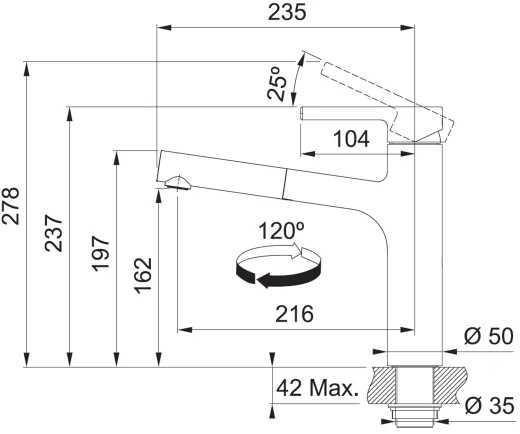 FRANKE Kchenarmatur Centro Einhebelmischer Black Matt mit Zugauslauf als Schlauchbrause 120 schwenkbarer Auslauf