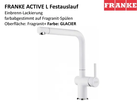 FRANKE Kchenarmatur Active L Fragranit+ Farben Einhebelmischer mit Festauslauf und Laminar Perlator 180 schwenkbarer Auslauf