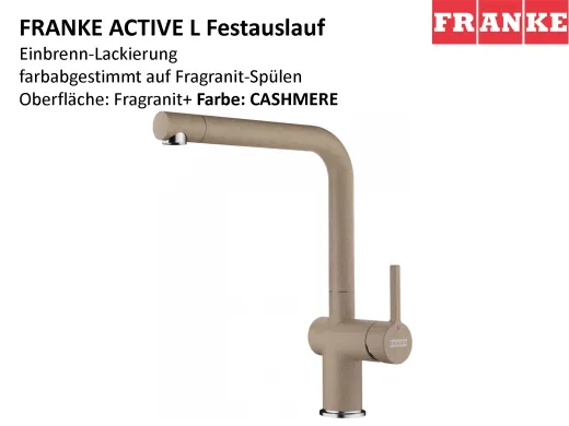 FRANKE Kchenarmatur Active L Fragranit+ Farben Einhebelmischer mit Festauslauf und Laminar Perlator 180 schwenkbarer Auslauf