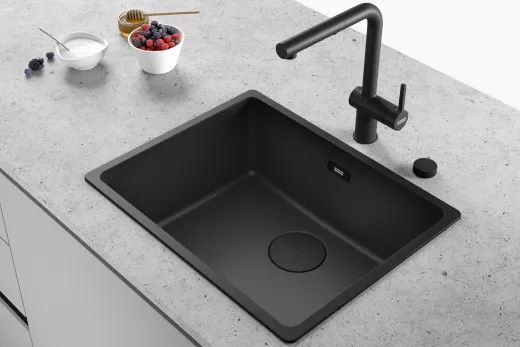 FRANKE Kchenarmatur Active L Einhebelmischer Black Matt mit Festauslauf 180 schwenkbarer Auslauf mit Laminar Strahlregler