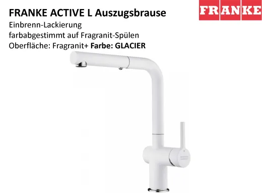 FRANKE Kchenarmatur Active L Fragranit+ Farben Einhebelmischer mit Zugauslauf und Laminar Perlator 180 schwenkbarer Auslauf