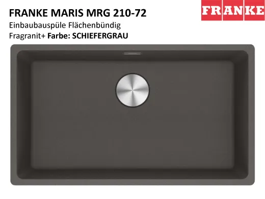 FRANKE Kchensple Maris MRG 210-72 Fragranit+ Granitsple Flchenbndig mit Siebkorb als Stopfenventil