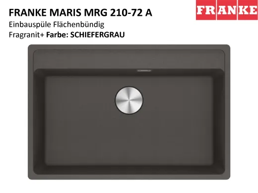 FRANKE Kchensple Maris MRG 210-72 A HLB Fragranit+ Granitsple Flchenbndig mit Siebkorb als Druckknopfventil