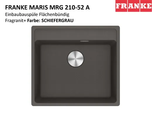 ❎ FRANKE Kchensple Maris MRG 210-52 A HLB Fragranit+ Granitsple Flchenbndig mit Siebkorb als Stopfenventil