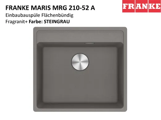 ❎ FRANKE Kchensple Maris MRG 210-52 A HLB Fragranit+ Granitsple Flchenbndig mit Siebkorb als Stopfenventil
