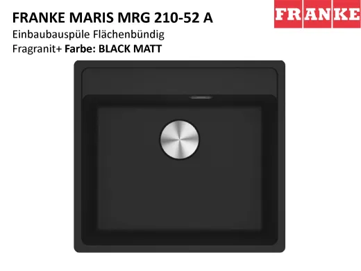 ❎ FRANKE Kchensple Maris MRG 210-52 A HLB Fragranit+ Granitsple Flchenbndig mit Siebkorb als Stopfenventil