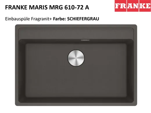 FRANKE Kchensple Maris MRG 610-72 A HLB Fragranit+ Granitsple / Einbausple mit Siebkorb als Druckknopfventil