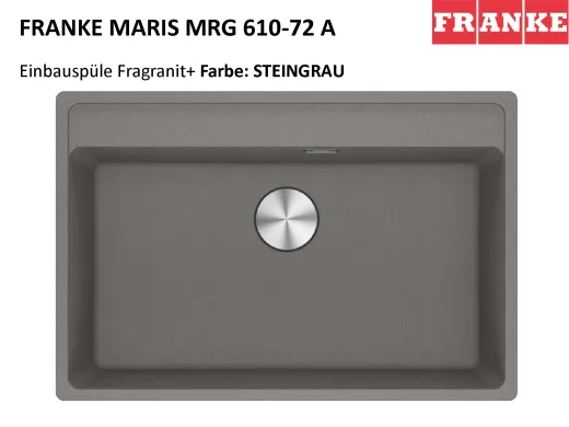 FRANKE Kchensple Maris MRG 610-72 A HLB Fragranit+ Granitsple / Einbausple mit Siebkorb als Druckknopfventil