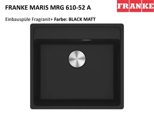 FRANKE Kchensple Maris MRG 610-52 A HLB Fragranit+ Granitsple / Einbausple mit Siebkorb als Stopfenventil
