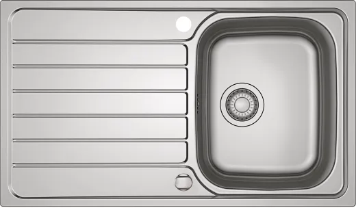 FRANKE Kchensple Spark SKL 611 Leinen Einbausple / Edelstahlsple mit Einbaurand Leinenoptik und Siebkorb als Drehknopfventil