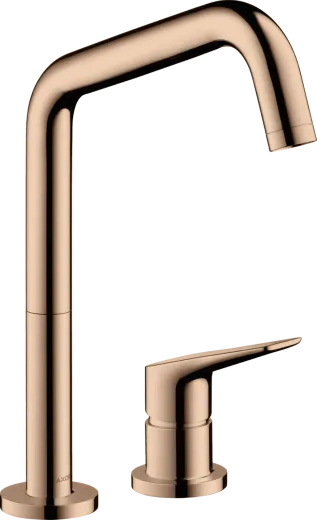AXOR Kchenarmatur Citterio M Polished Red Gold PVD Einhebelmischer als 2-Loch Armatur 240 mit Festauslauf Schwenkbereich einstellbar (34820300)