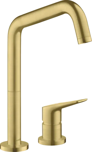 AXOR Kchenarmatur Citterio M Brushed Brass PVD Einhebelmischer als 2-Loch Armatur 240 mit Festauslauf Schwenkbereich einstellbar (34820950)