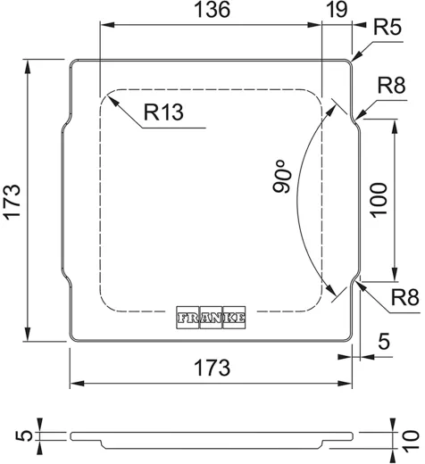 FRANKE ALL-IN Zubehr SET 2 Teleskopierbare Schiene passend fr alle Beckenmae von 340mm bis 540mm (112.0655.482)