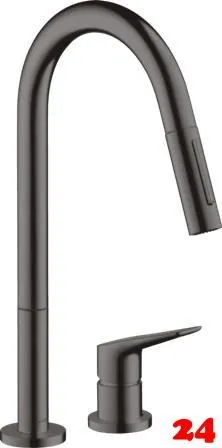 AXOR Kchenarmatur Citterio M Brushed Black Chrome PVD Einhebelmischer als 2-Loch Armatur 220 mit Zugauslauf als Ausziehbrause 2-Strahlarten (34822340)