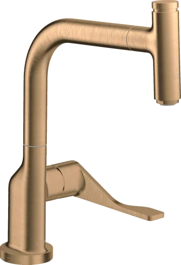 AXOR Kchenarmatur Citterio Select Brushed Bronze PVD Einhebelmischer 230 mit Zugauslauf als Ausziehauslauf und Select-Knopf (39861140)