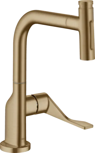 AXOR Kchenarmatur Citterio Select Brushed Bronze PVD Einhebelmischer 230 mit Zugauslauf als Ausziehbrause und Select-Knopf 2jet, sBox (39862140)