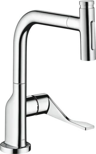 AXOR Kchenarmatur Citterio Select Chrom Einhebelmischer 230 mit Zugauslauf als Ausziehbrause und Select-Knopf 2jet (39863000)