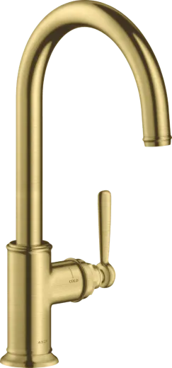 AXOR Kchenarmatur Montreux Brushed Brass PVD Einhebelmischer 260 mit Festauslauf Schwenkbereich einstellbar (16580950)