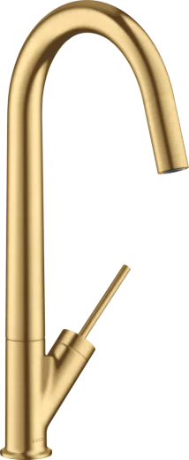 AXOR Kchenarmatur Starck Brushed Gold Optic PVD Einhebelmischer 300 mit Festauslauf und Joystick-Bedienung Schwenkbereich einstellbar (10822250)