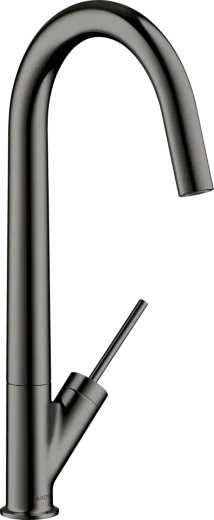 AXOR Kchenarmatur Starck Polished Black Chrome PVD Einhebelmischer 300 mit Festauslauf und Joystick-Bedienung Schwenkbereich einstellbar (10822330)