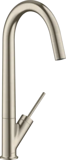 AXOR Kchenarmatur Starck Brushed Nickel PVD Einhebelmischer 300 mit Festauslauf und Joystick-Bedienung Schwenkbereich einstellbar (10822820)