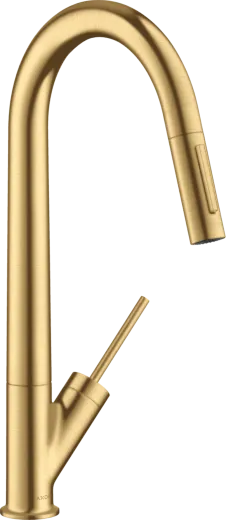 AXOR Kchenarmatur Starck Brushed Gold Optic PVD Einhebelmischer 270 mit Ausziehbrause mit Joystick-Bedienung (10821250)